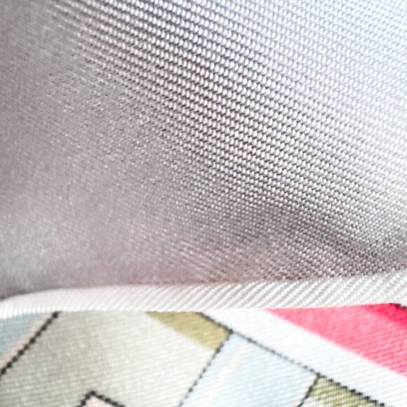 Silk Twill Geometric Print Colourful Hand Rolled Square Scarf - Picture 9 of 10